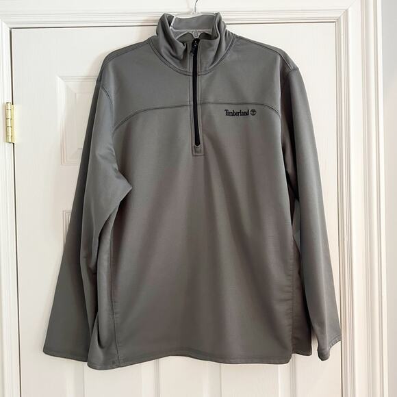 Timberland 1/4 Zip Textured Pullover Long Sleeve Shirt Mens Large Grey Gray - Picture 10 of 10